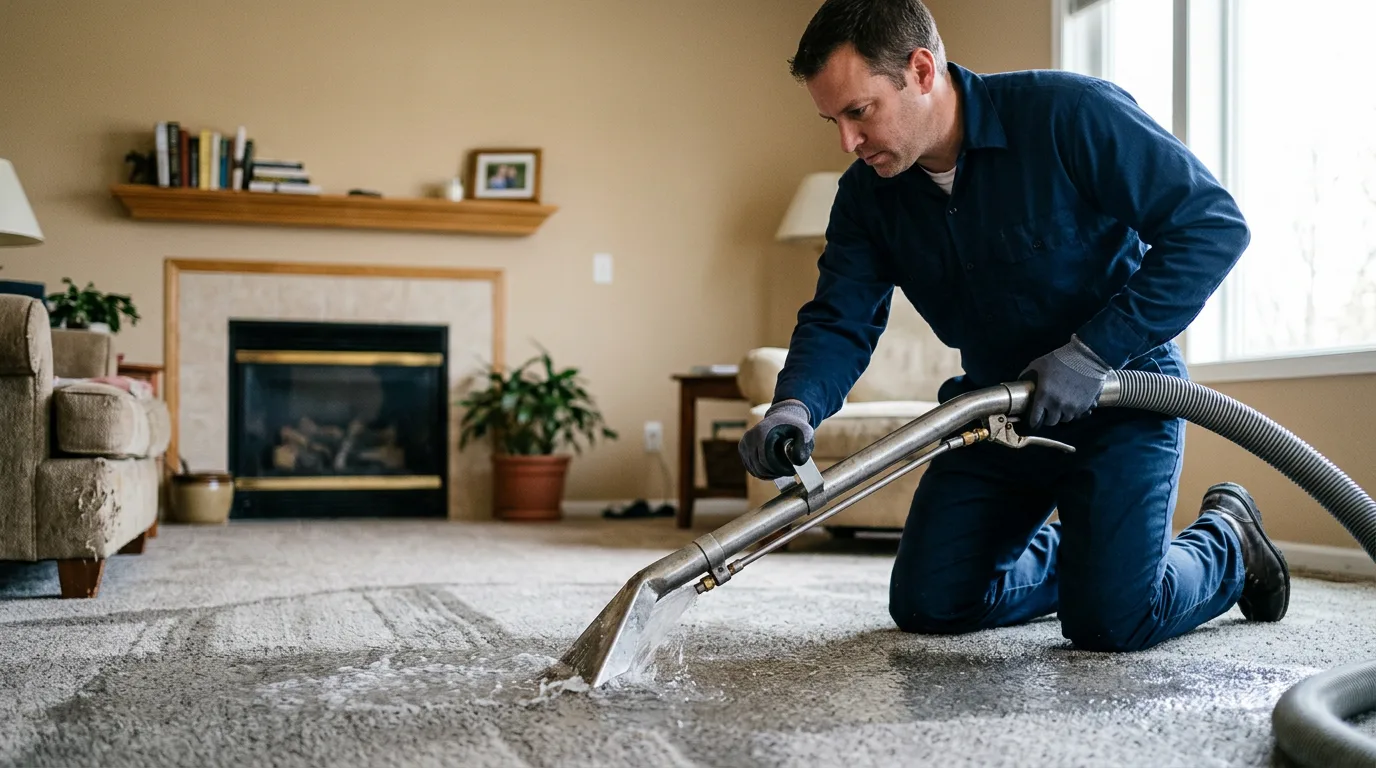 Water damage restoration technician working near East Hampton, NY